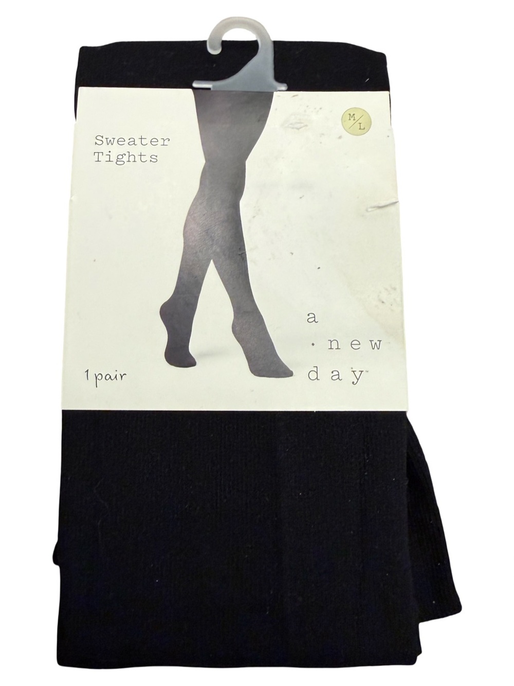 A New Day Black Sweater Tights M/L Rayon Blend New in Package